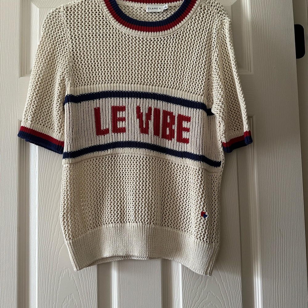 Clare V Cream and Navy Sweater